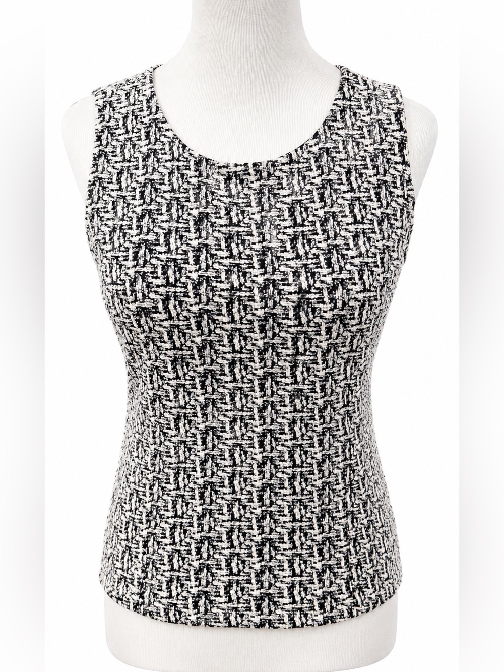 Banana Republic Black and White Tweed Sleeveless Shell Small